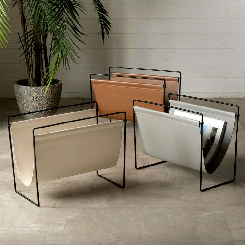 楽天市場】マガジンラック アイアン レザー調 ブラウン アイボリー