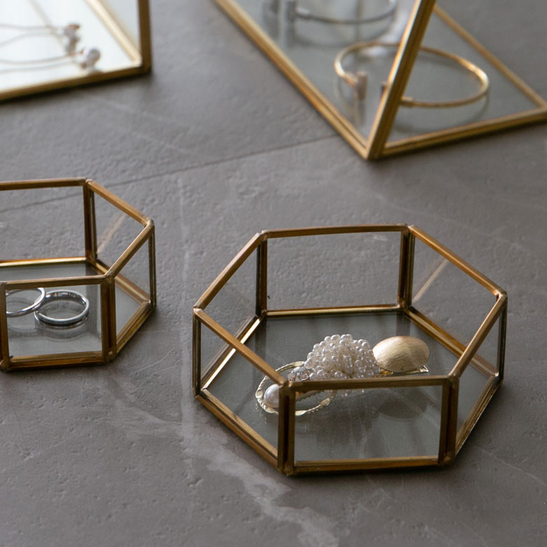 楽天市場】ガラスと真鍮 アクセサリーケース 小物入れ Brass ブラス