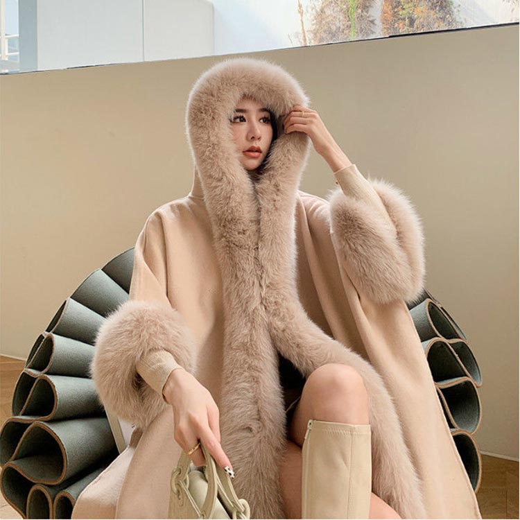 楽天市場】ボリュームファー付きニットケープ 秋冬 レディース