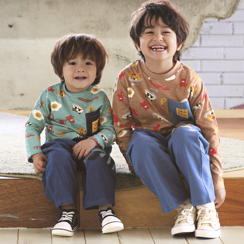 楽天市場】【~21%OFF】 キッズ ロンT 長袖 Tシャツ 胸ポケット 総柄