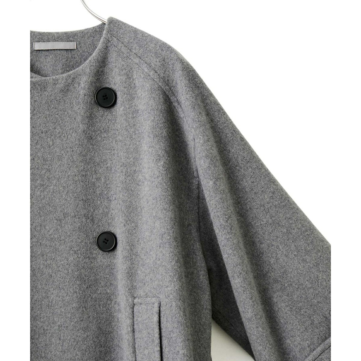 楽天市場】【WEB限定】ワイドスリーブノーカラーショートコート