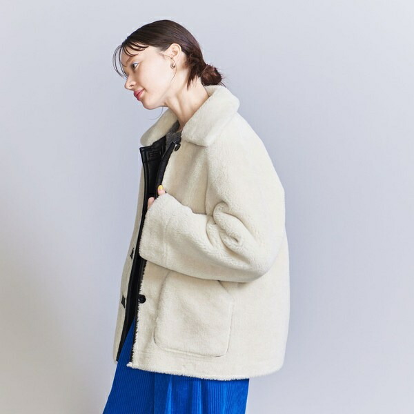 楽天市場】フェイクレザー リバーシブル ボア ブルゾン／ビューティー