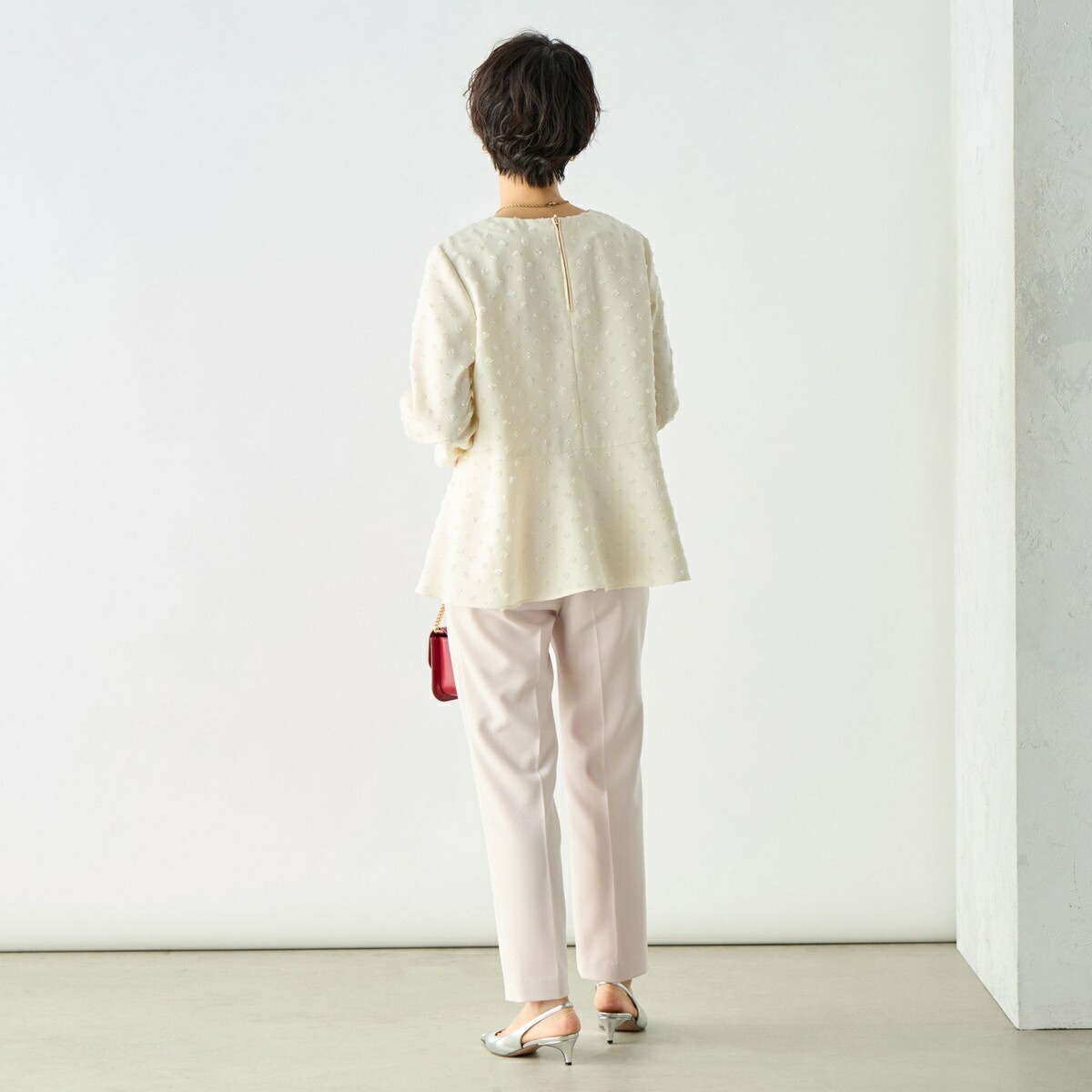 楽天市場】ドットカットジャガードペプラムブラウス／ノーリーズ