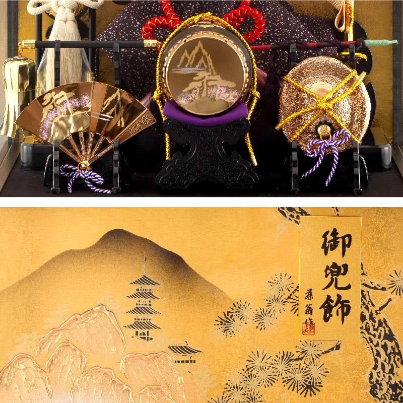 楽天市場】五月人形 コンパクト 兜ケース飾り 兜飾り 藤翁作 富岳 山水