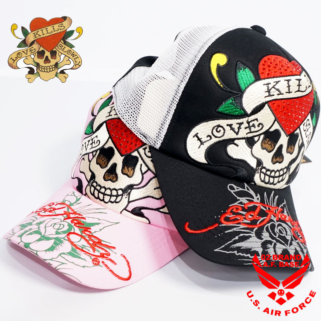 楽天市場】エド・ハーディー ハートスカル刺繍 ラインスストーン付き