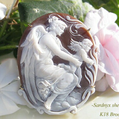 楽天市場】カメオブローチCiro Accanito作 シェルカメオK18ペンダント