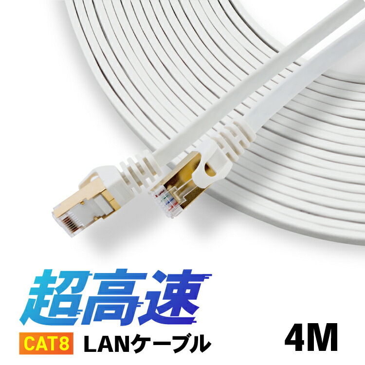 楽天市場】CAT8 LANケーブル 【4m】 カテ8 カテゴリー8 ロングケーブル