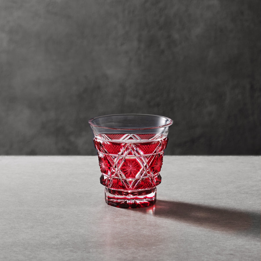 ガラス専門店｜薩摩切子｜島津切子｜冷酒グラス cut01／金赤 – TSUCHI