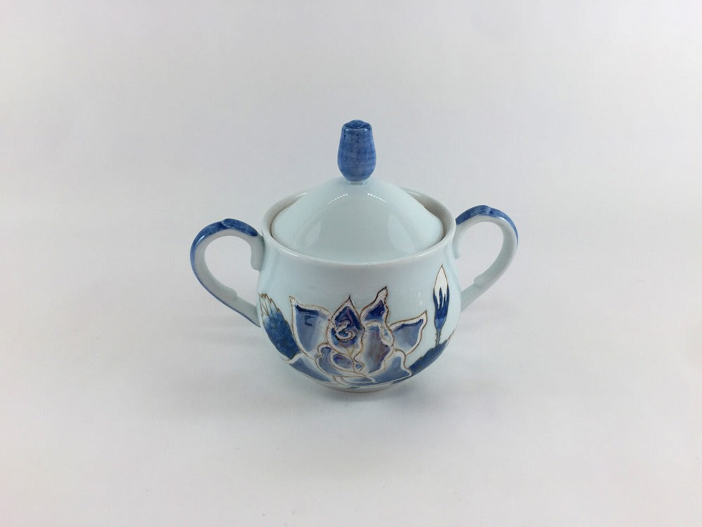 青ばらパール シュガーポット 13cm 有田焼(j.R) — 佐賀有田 ギャラリー