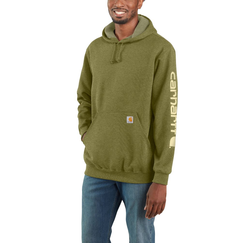 Carhartt' Men's Midweight Sleeve Logo Hoodie - True Olive Heather