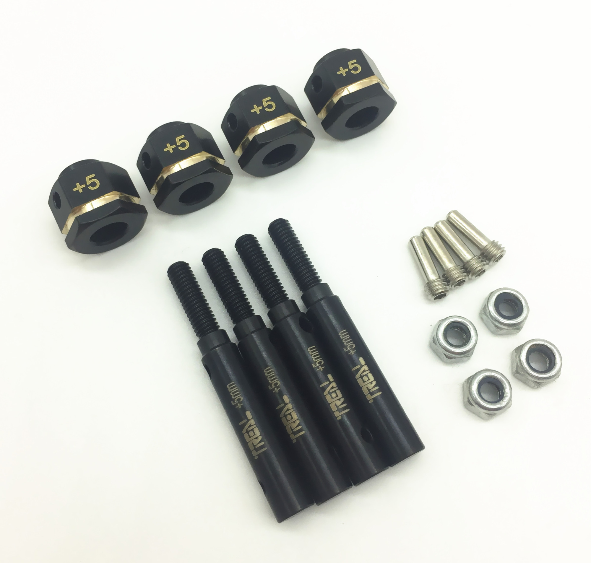 Treal Brass Extended Wheel Hubs Hex Pins +5 and Steel Stub Axle