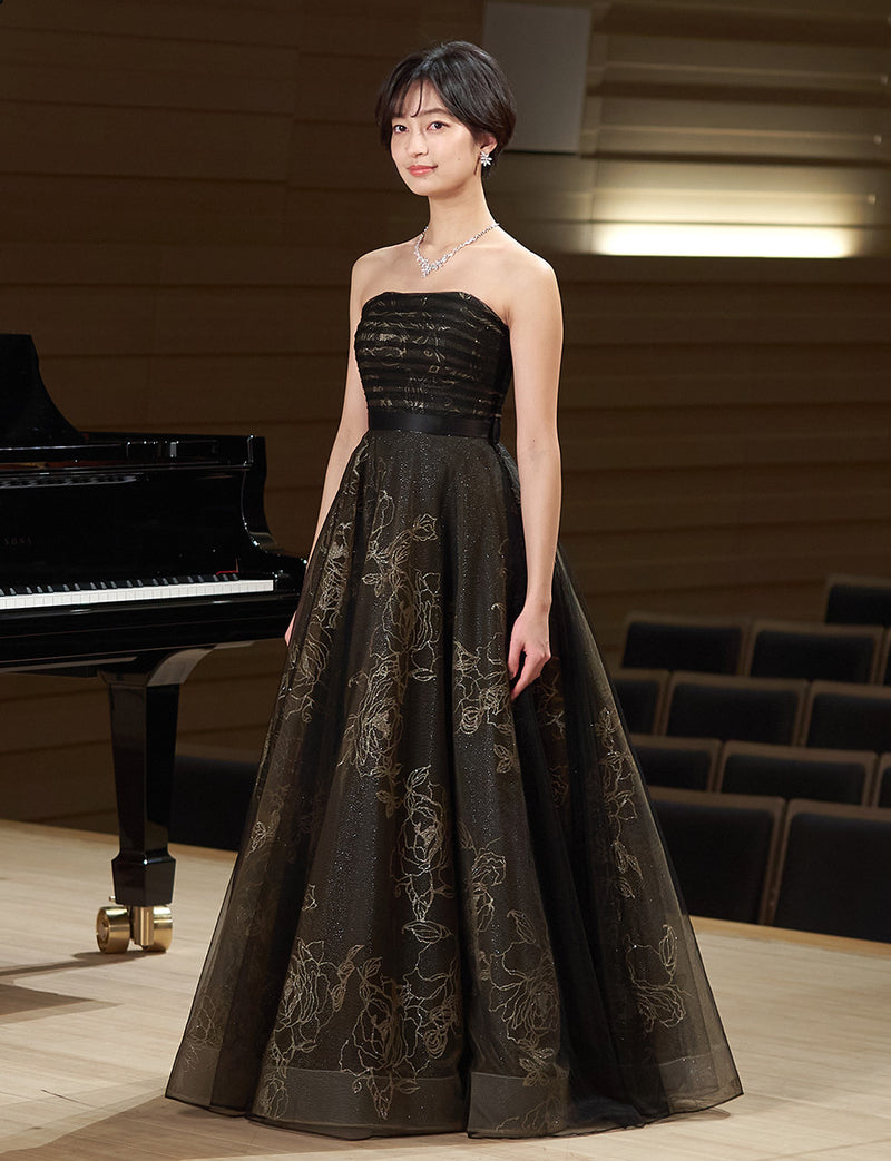 ブラック 演奏会ドレス・ステージドレスにお薦めロングドレス・TO2108