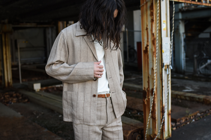 AURALEE -Linen Wool Silk Shark Skin Stripe Item- | twelve blog