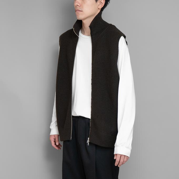 ssstein / Oversized Drivers Knit Zip Vest (Military Khaki) | twelve
