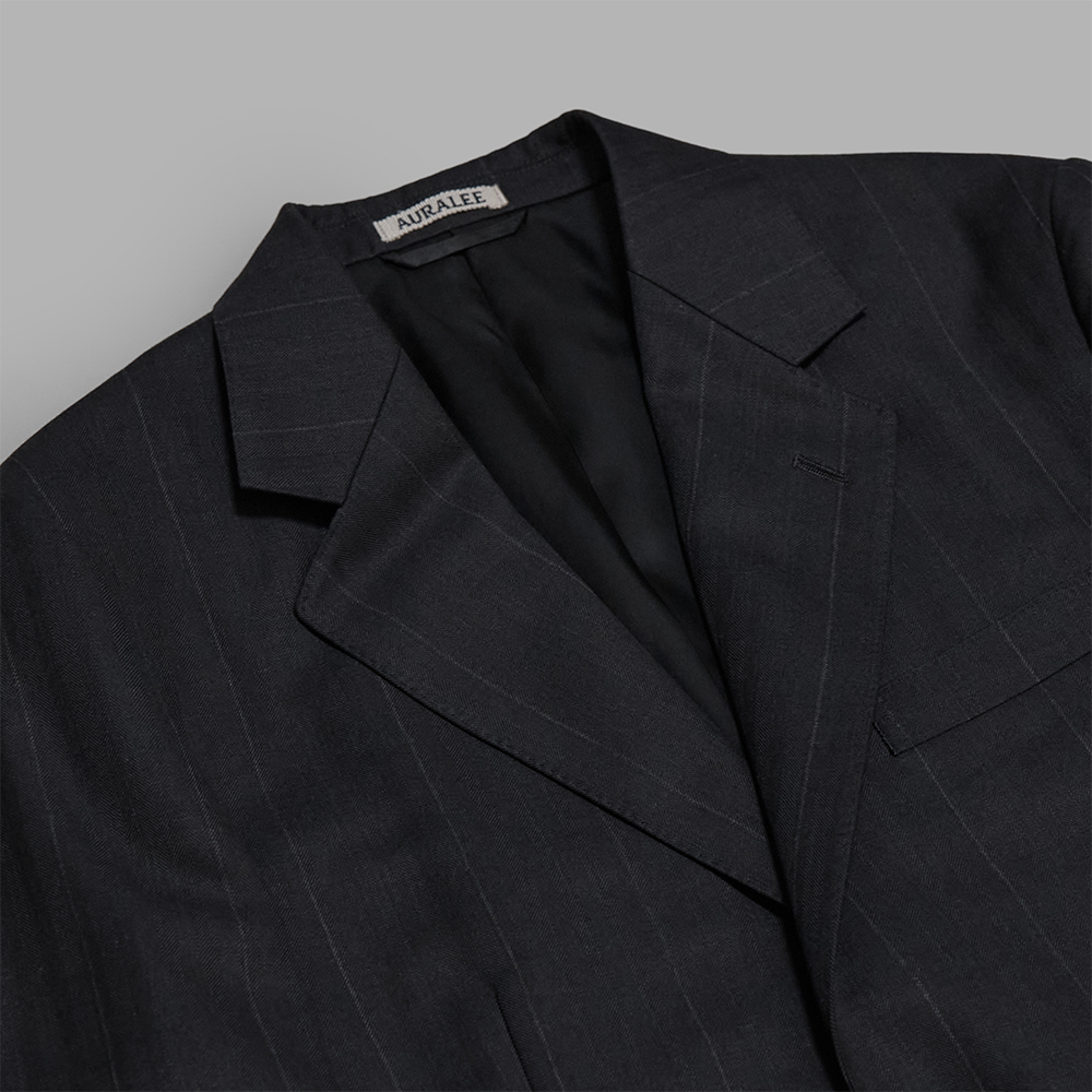 AURALEE / Bluefaced Wool Jacket (Charcoal Navy Stripe) | twelve