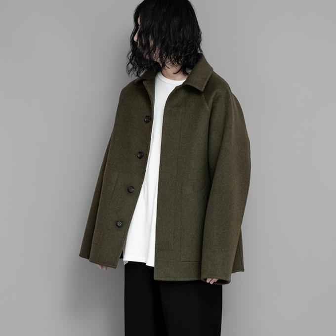 POSTELEGANT / Wool Rever Raglan Short Coat (Heather Moss) | twelve