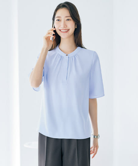 全3色】四分袖プルオーバーブラウス（ストレッチ） U82556 | 事務服