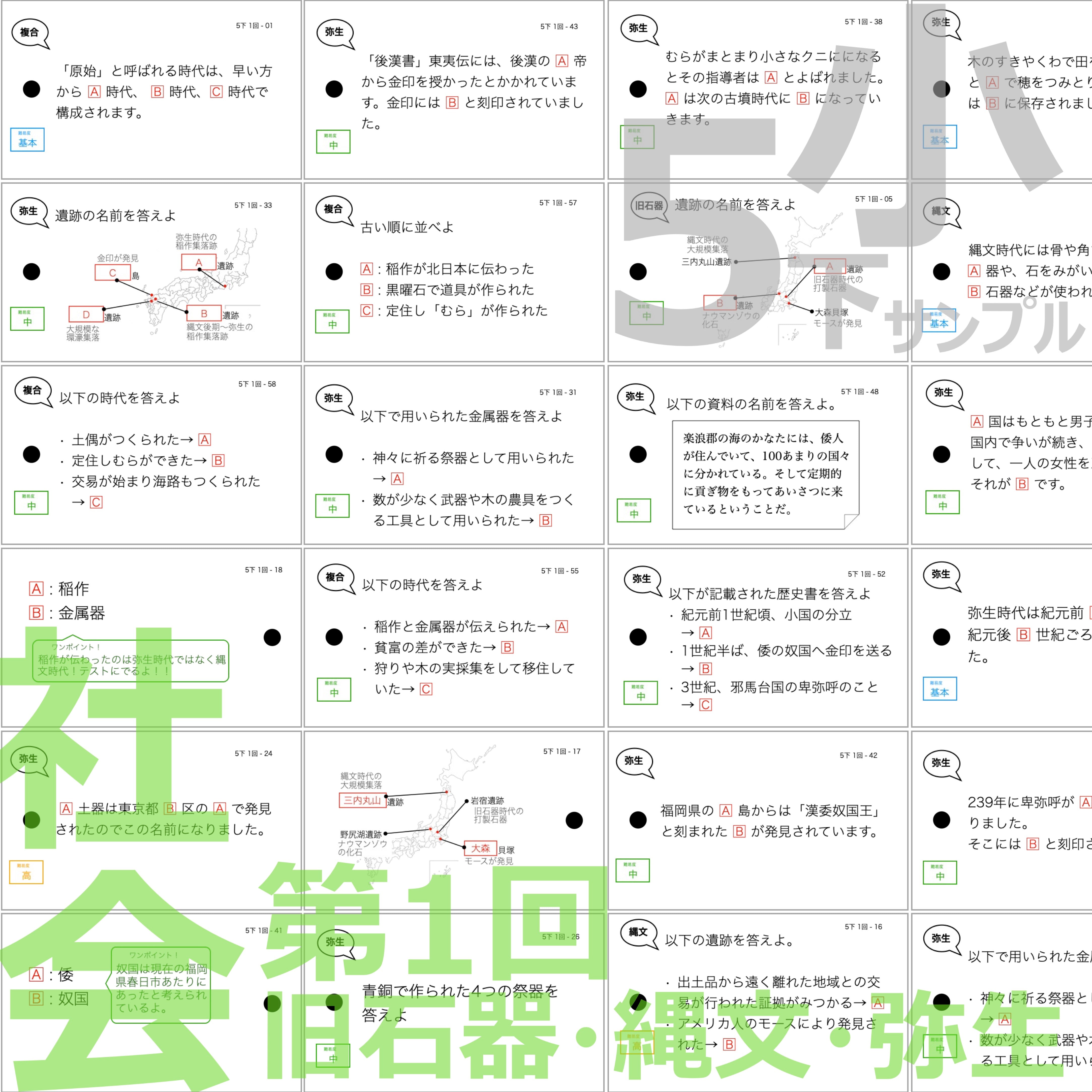 中学受験 暗記カード）5年下 社会・理科 1-4回セット – TT1-Learning