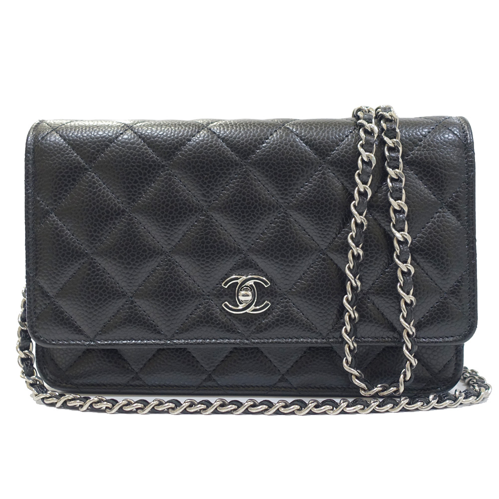 栄】【CHANEL】シャネル チェーンウォレット AP4241 キャビアスキン BK