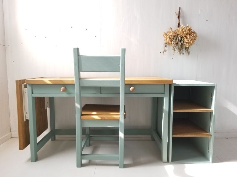 無垢ヒノキで造る パソコンデスク 学習机 ミシン台 天板跳ね上げ式