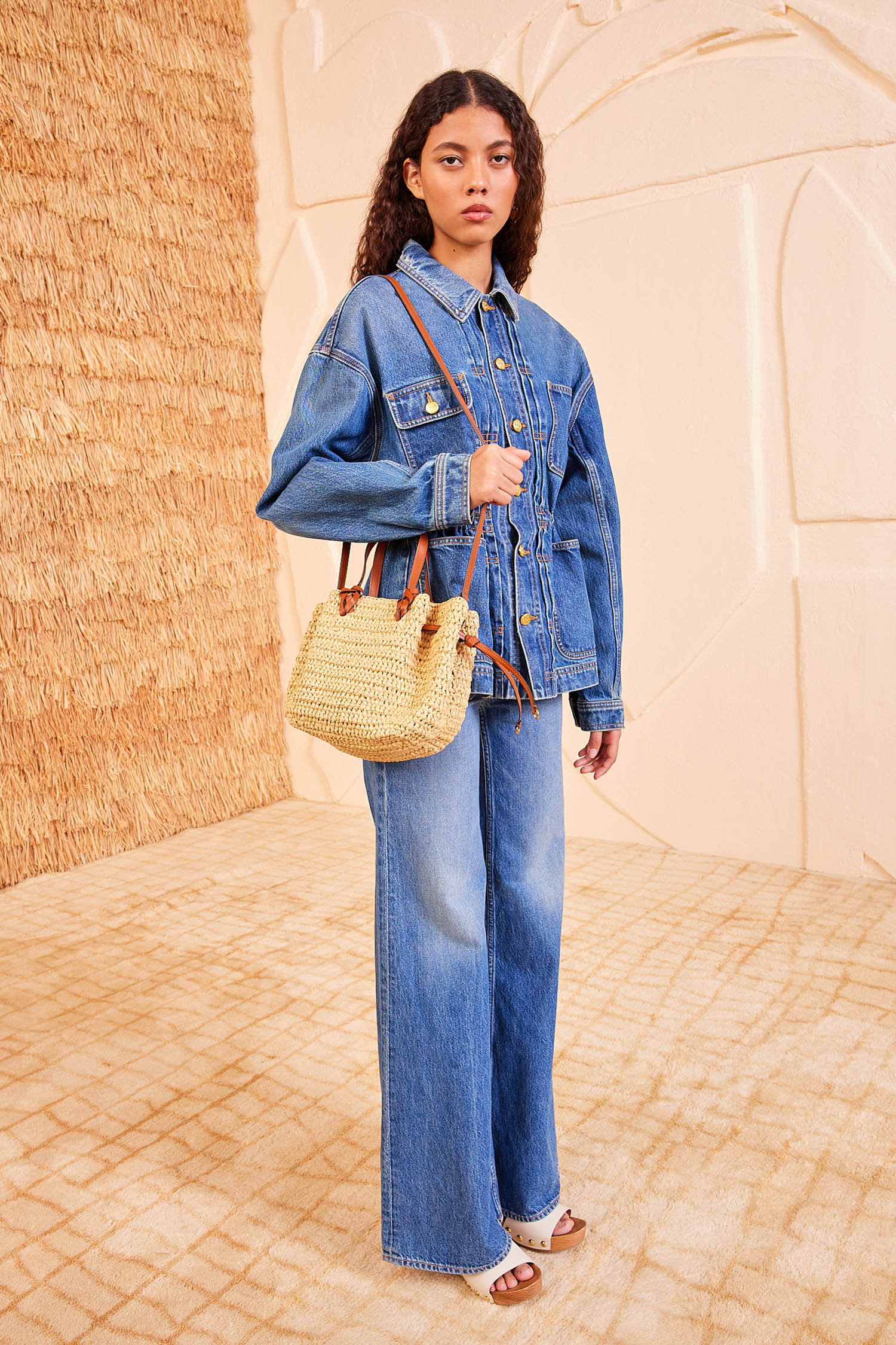 Gio Raffia Crossbody - Natural Raffia & Leather Crossbody Bag