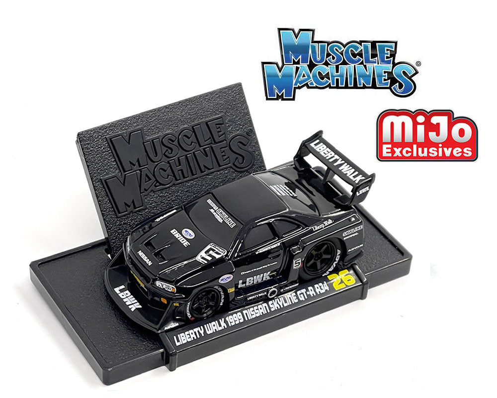 Muscle Machines 1:64 LBWK 1999 Nissan Skyline GT-R R34 – Black