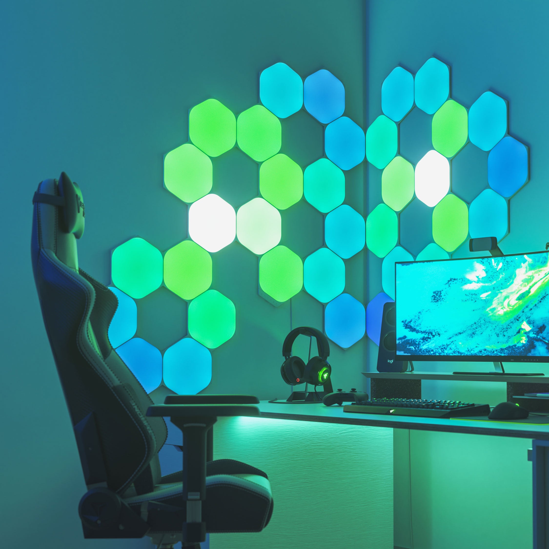 Nanoleaf Shapes Hexagons | Smart LED Light Panel Kit (16 Panels