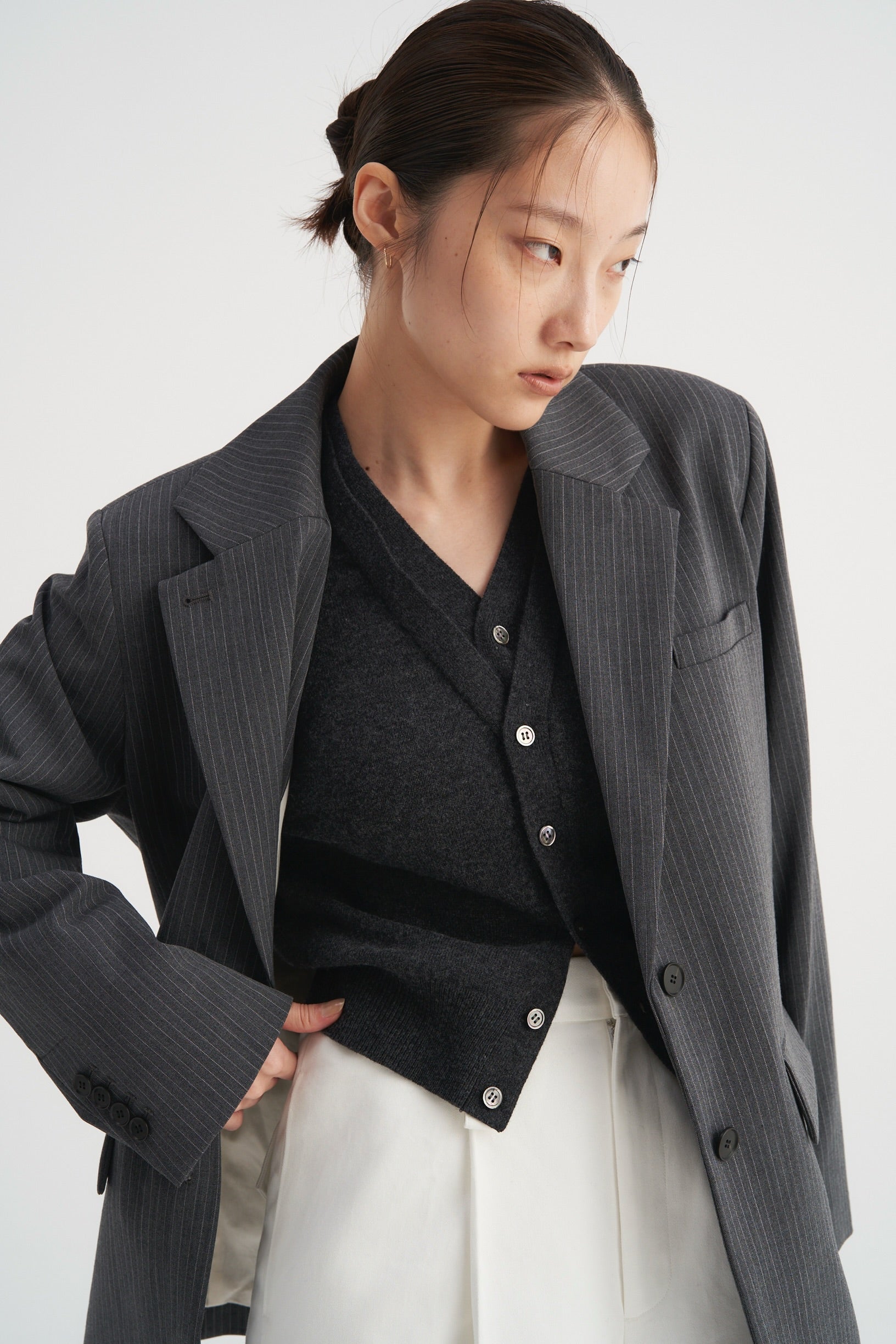 Double collar wool knit cardigan – Venica