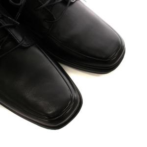 ビジネスシューズ タグ付き 靴 スクエアトゥ レザー ロゴ UK8 26cm 黒