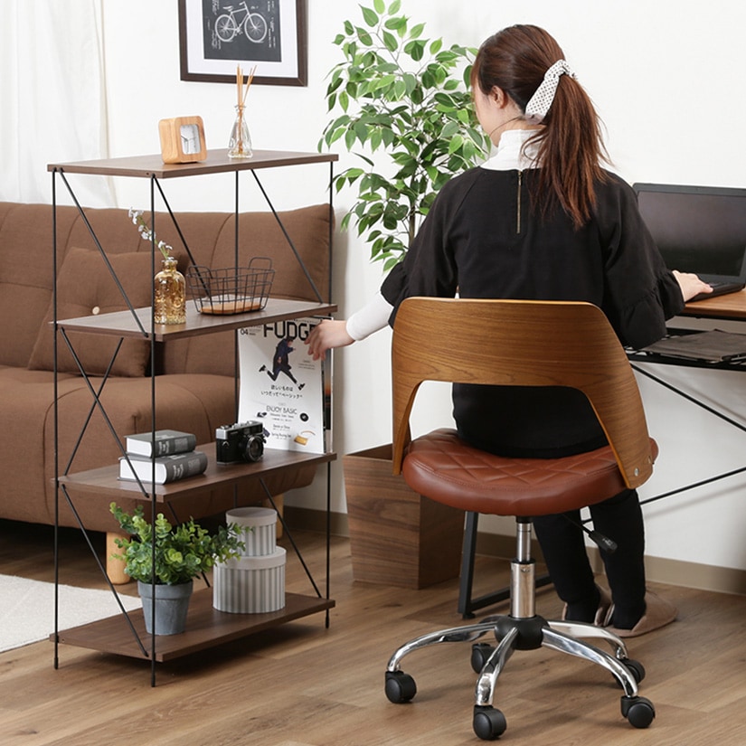 ミドルブラウンのみ品切れ※ 【幅60】 EZBO ワイヤーラック 4段タイプ