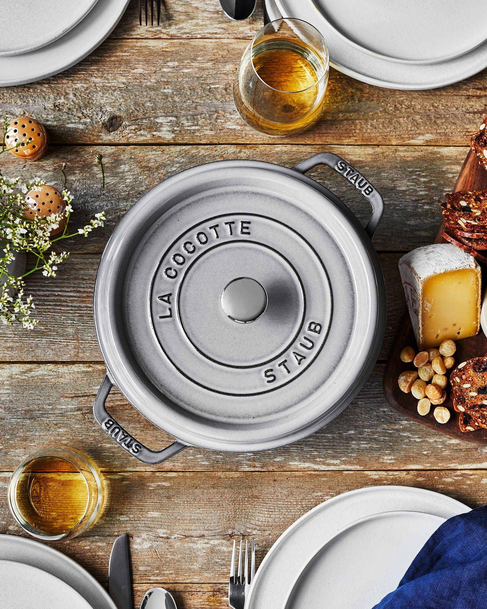 Staub Cast Iron 4-qt Round Cocotte, Dutch Oven - Graphite Grey