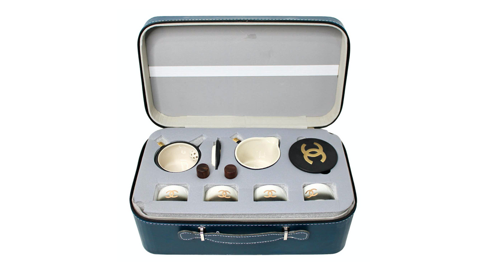 Chanel Black & Gold-Tone Porcelain Coffee & Tea Set – Vintage by Misty