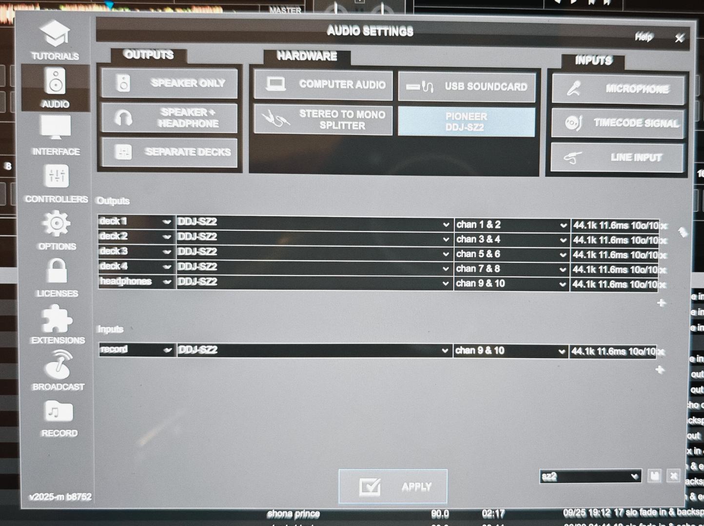 VirtualDJ - DDJ-SZ2 Macbook pro Tahoe OS recording not working