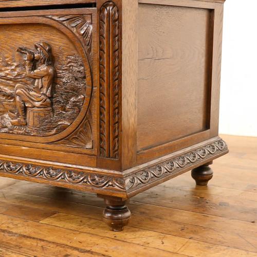 フレンチアンティーク ナイトテーブル 大理石天板 オーク材 v_64820b