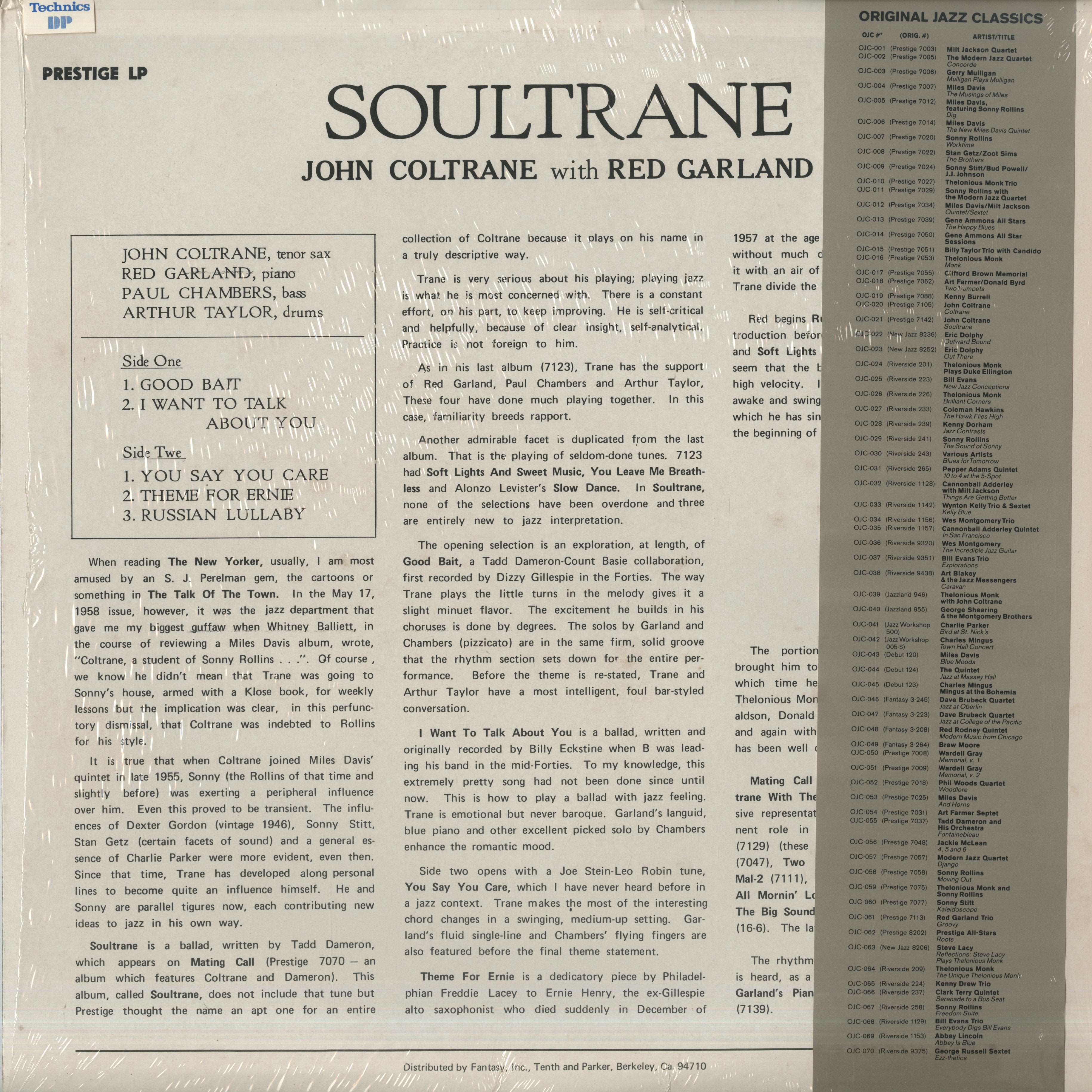 John Coltrane / ジョン・コルトレーン / Soultrane (OJC 021