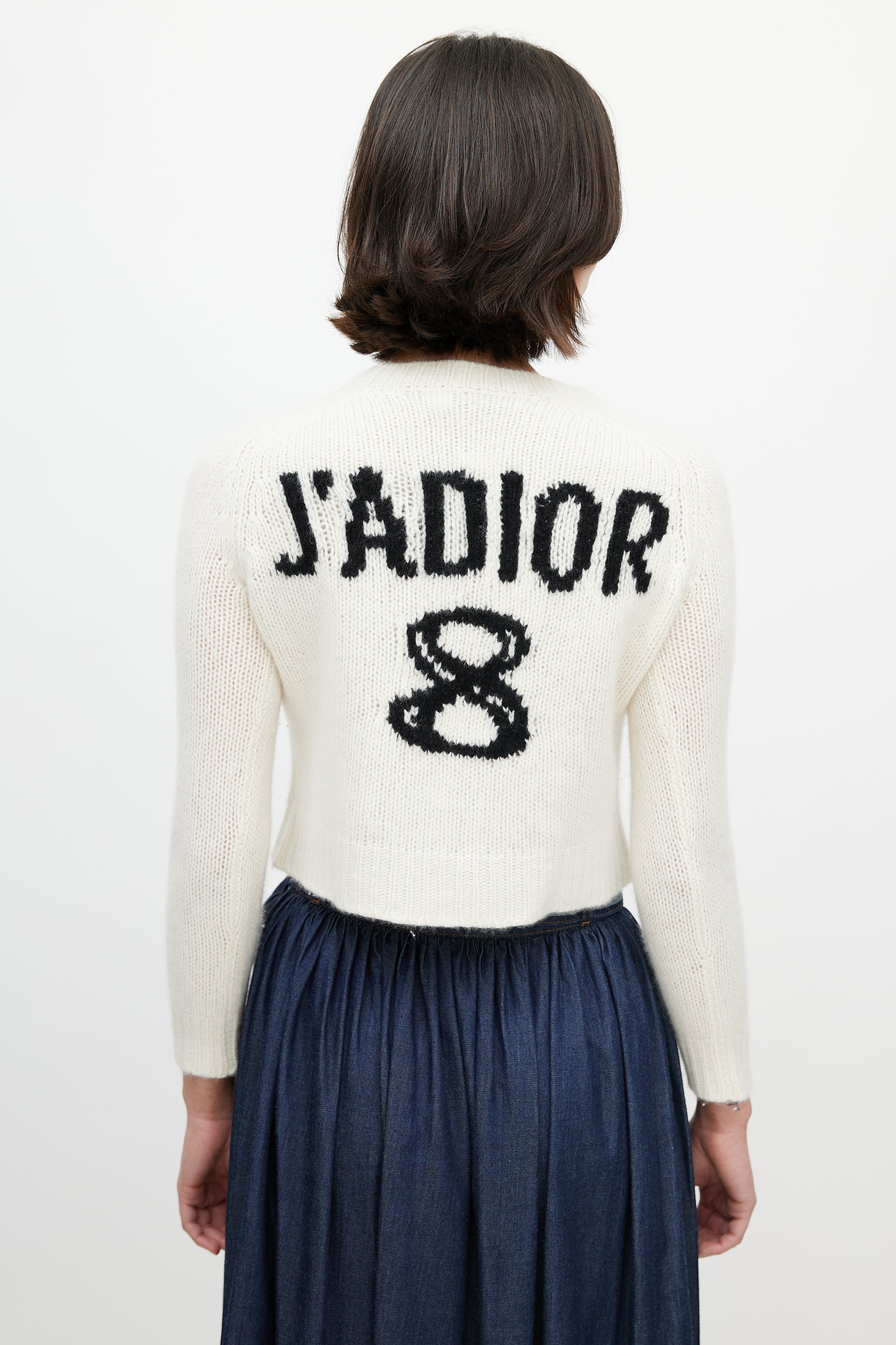 Dior // Cream & Black J'Adior 8 Cropped Sweater – VSP Consignment
