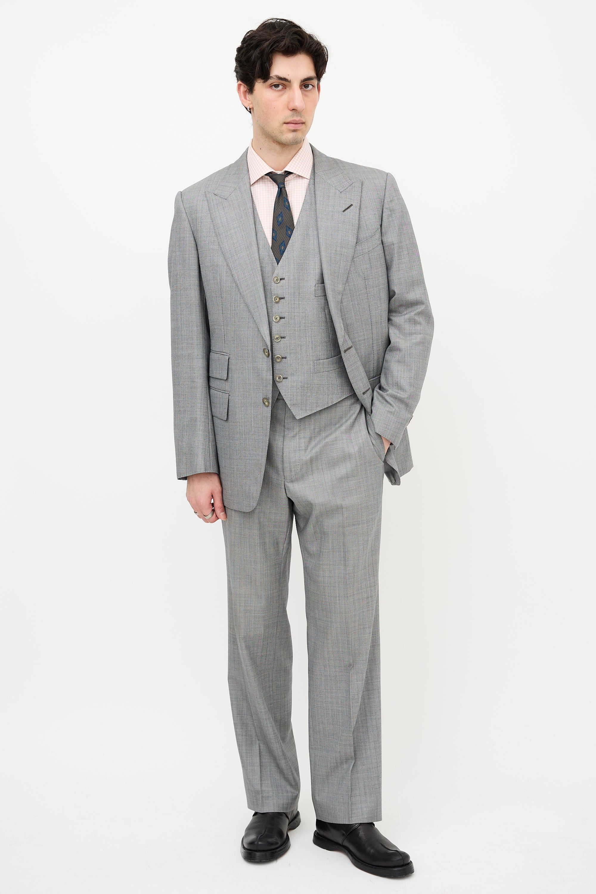 Tom Ford // Three Piece Herringbone Suit – VSP Consignment