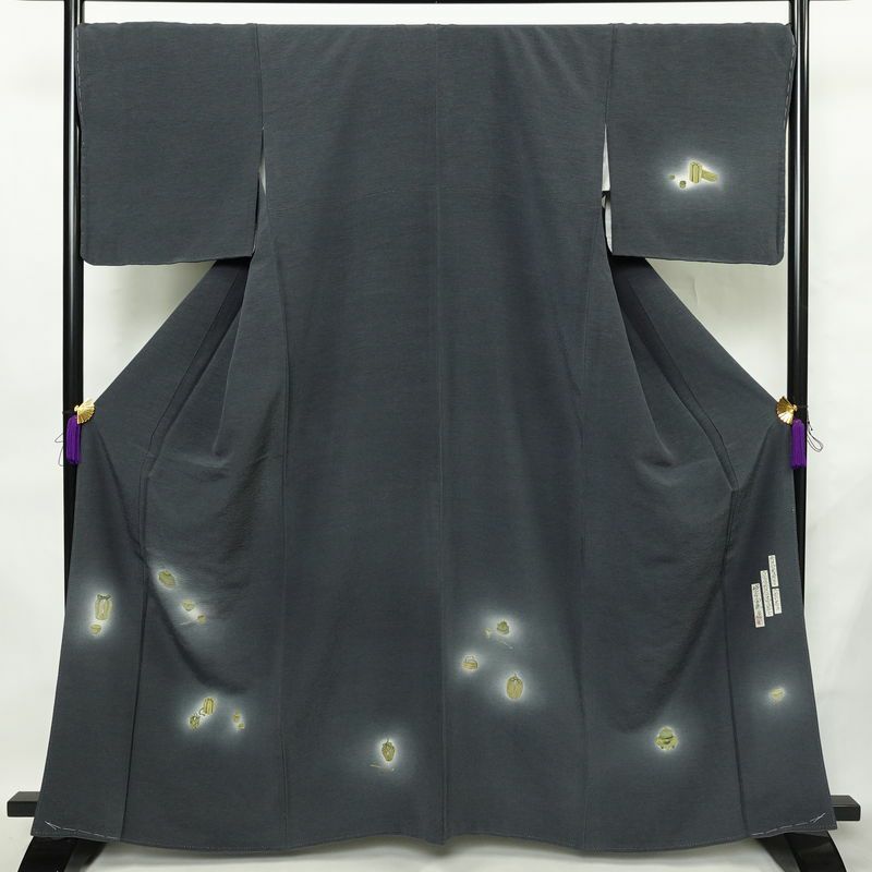 付け下げ 二代目山田栄一 落款入り 良品 ちりめん 正絹 袷仕立て 身丈