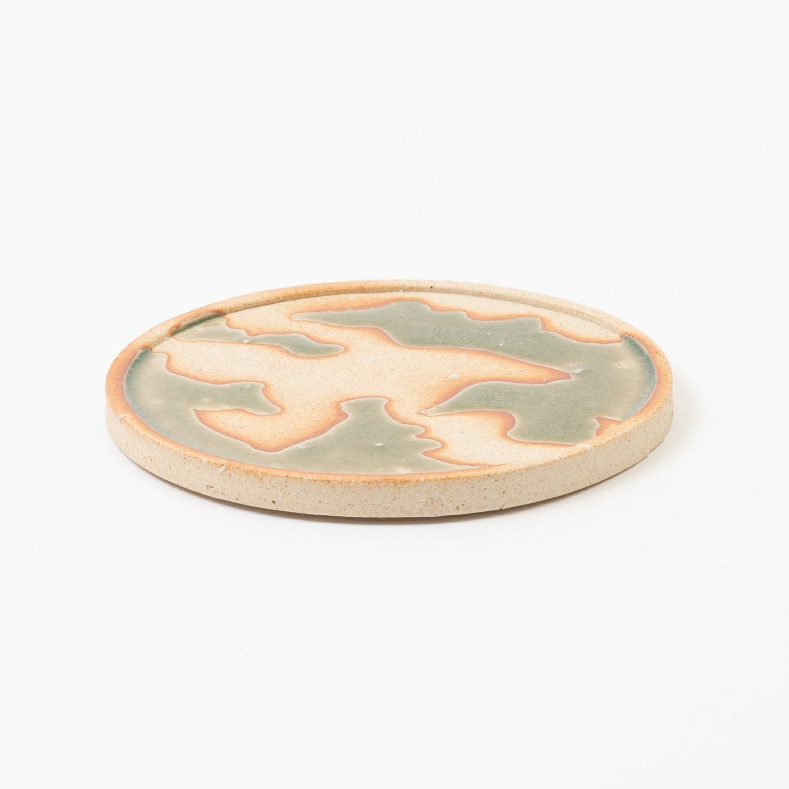 古信楽 丸プレート 緑釉 M | 明山 オンラインショップ