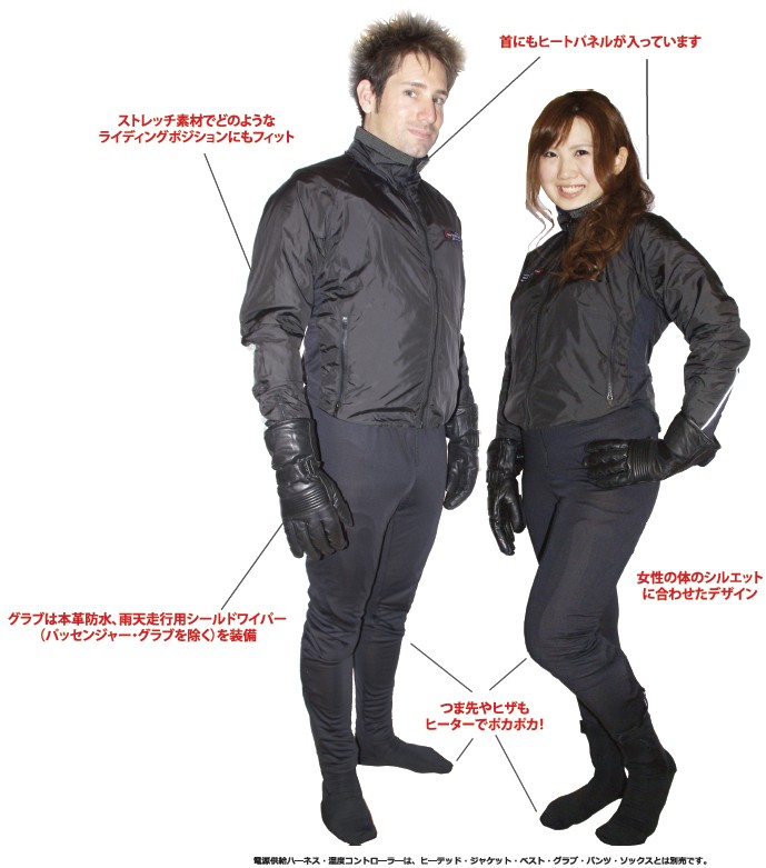 Warm&Safe <<< 厳冬期のバイク・ツーリング用電熱服。ヒーター