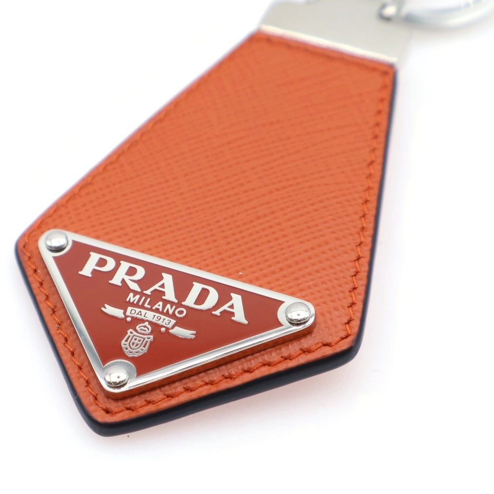 PRADA(プラダ) サフィアーノレザー トライアングルロゴ キーリング