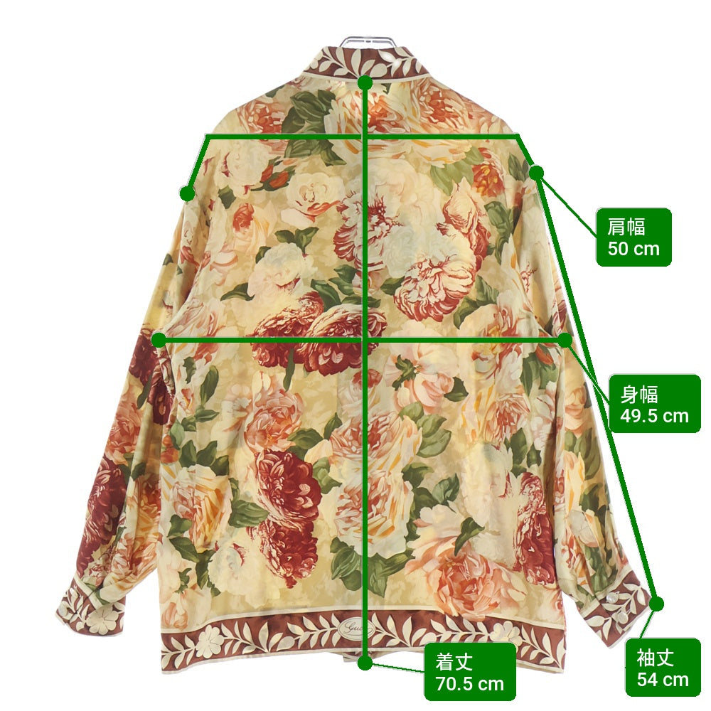 GUCCI(グッチ) トムフォード期 フラワー シルクシャツ ベージュ レディース