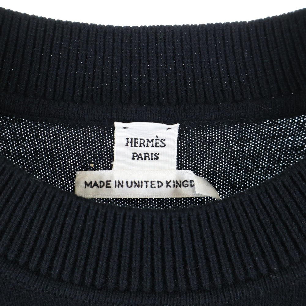 HERMES(エルメス) カシミヤ ロゴ刺繍 クルーネックニットセーター