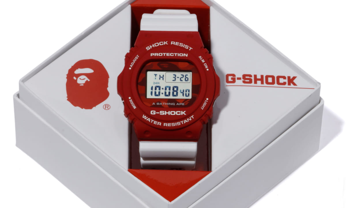文字盤、バックライト、バンドにBAPE®のアイコン!! G-SHOCKの新たな