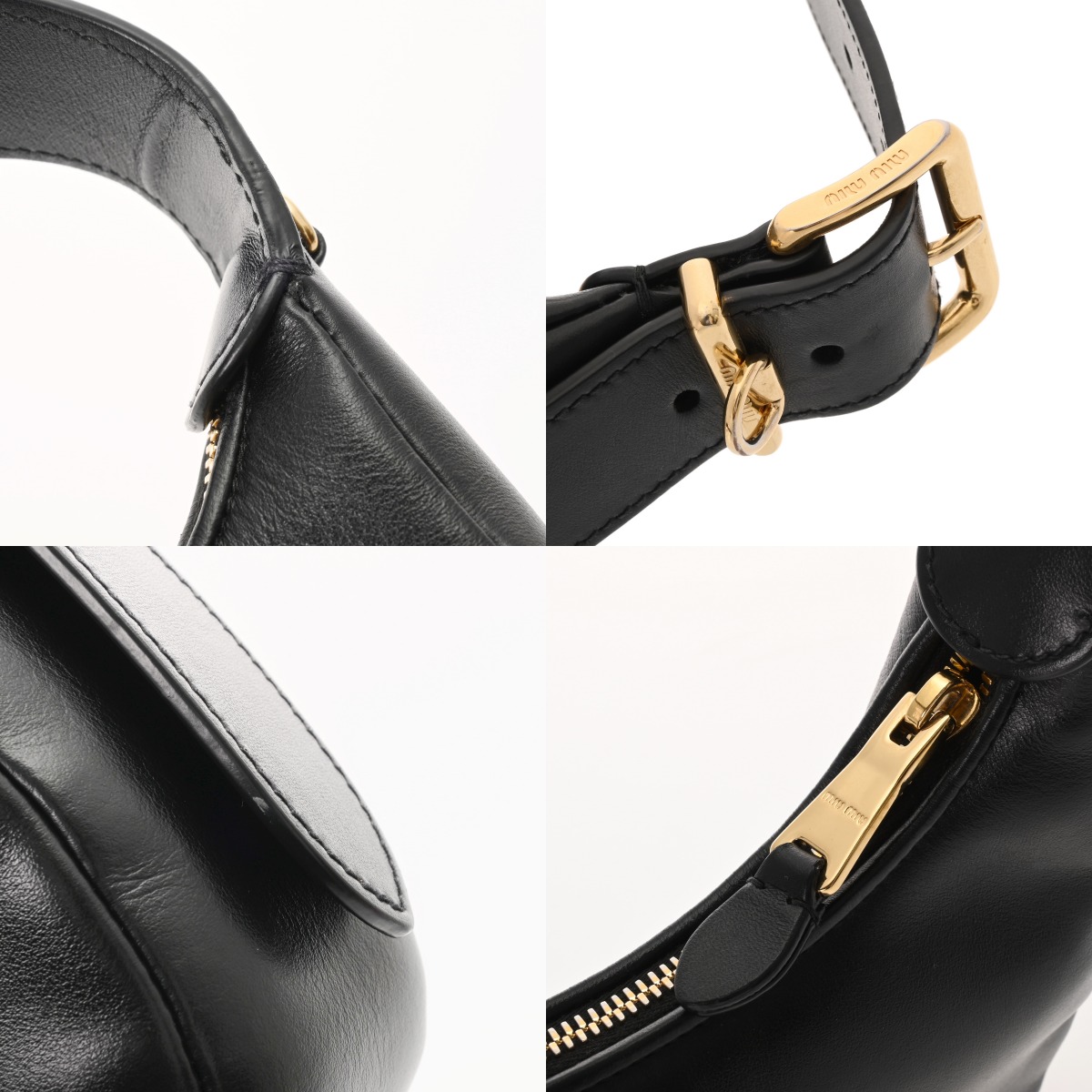 ミュウミュウ ホーボーバッグ 2WAY ブラック レザー レディース バッグ