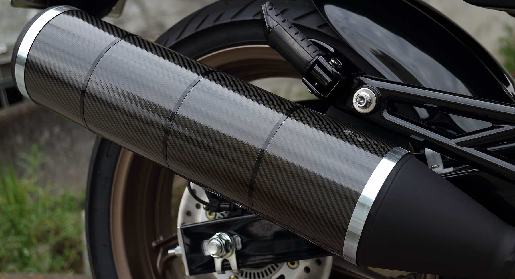 MC33 VTR 純正マフラーのカーボン化5