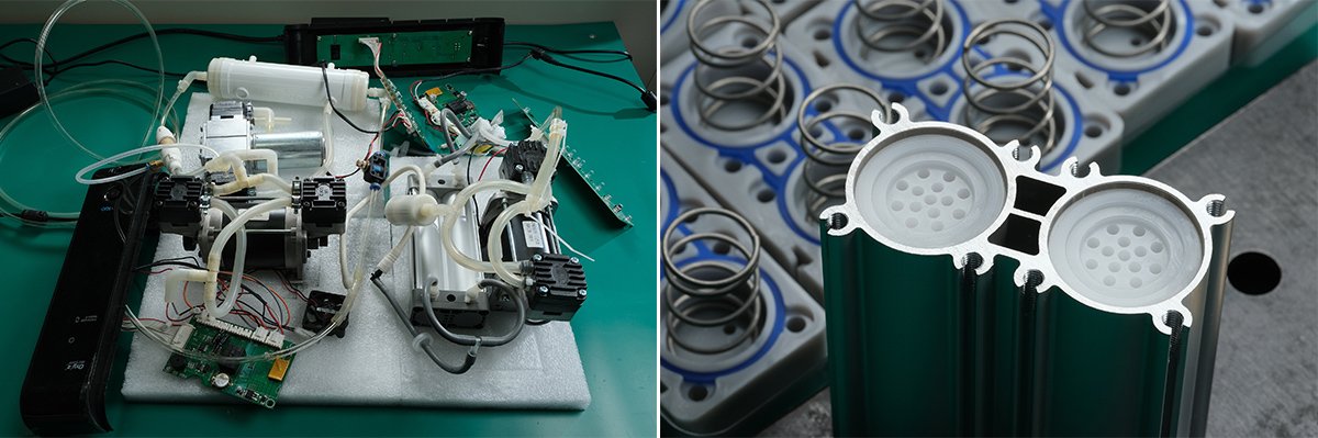 世界初、持ち運べる高濃度酸素発生器独自吸着ポンプと脱着カートリッジ