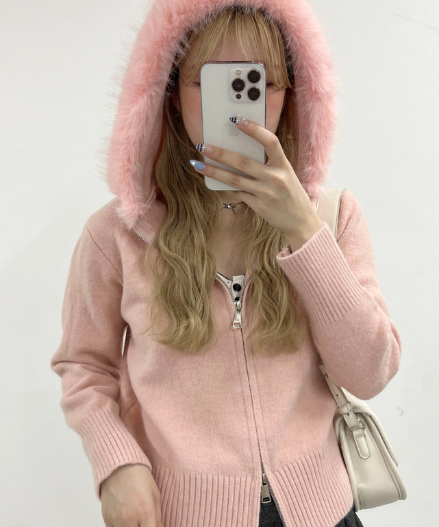 フードファーWジップカーディガン – WEGO ONLINE STORE