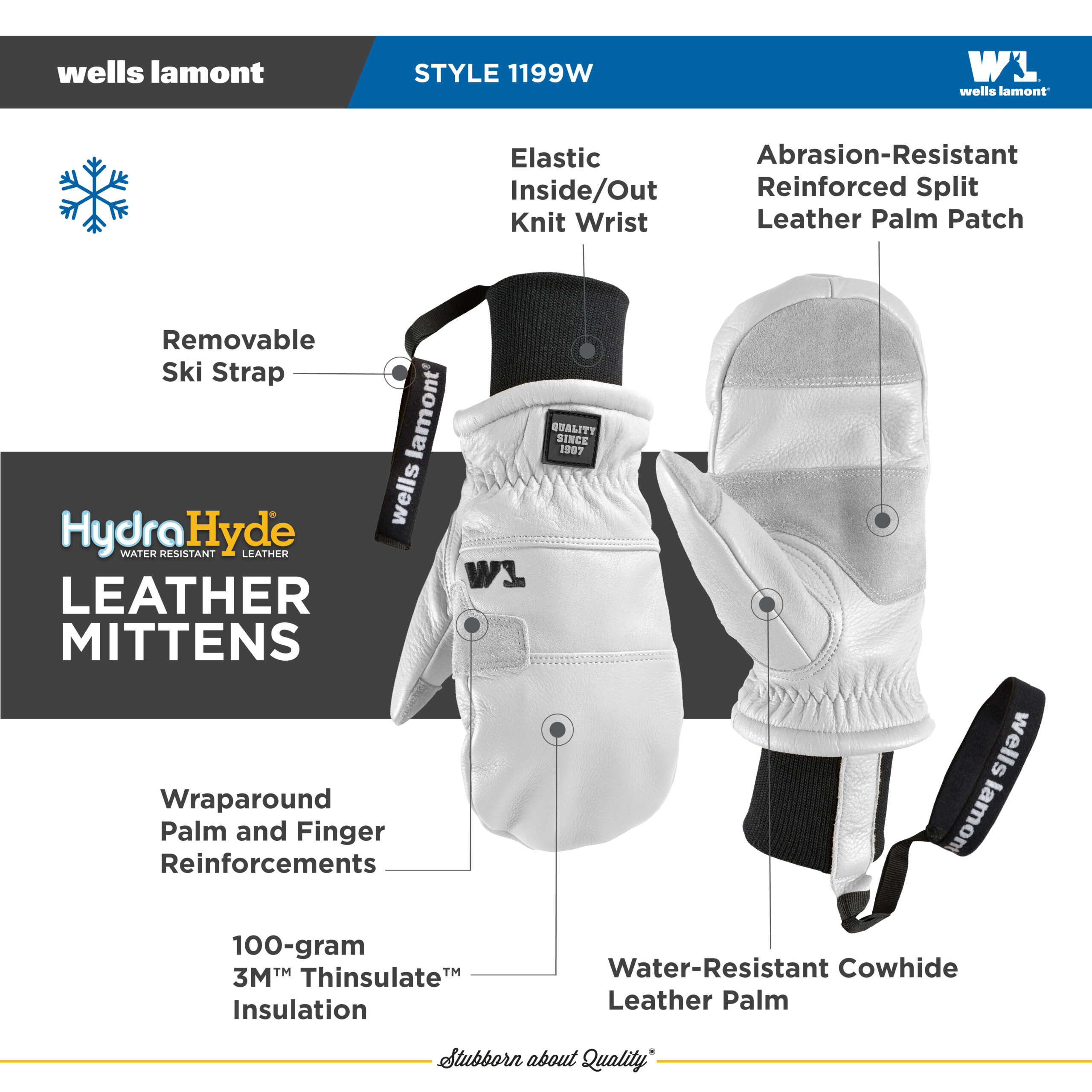 HydraHyde® Insulated Knit Wrist Mitten with Ski Strap | Wells Lamont