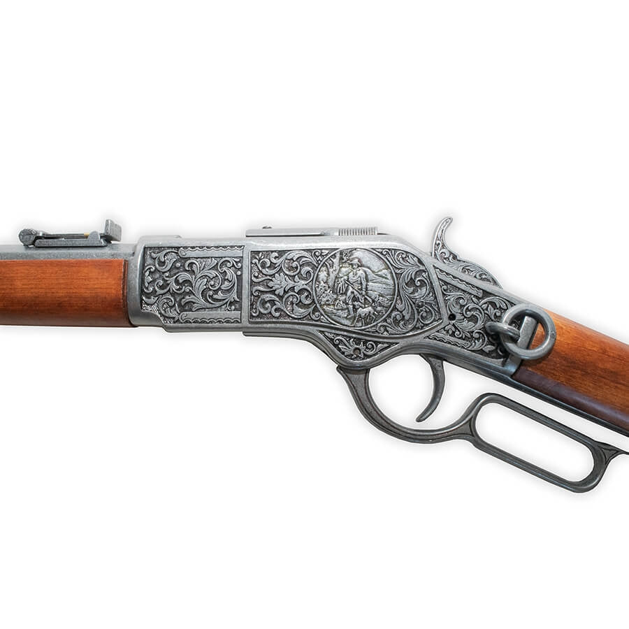 Denix M1873 Lever Action Rifle Replica – Engraved Silver · Western